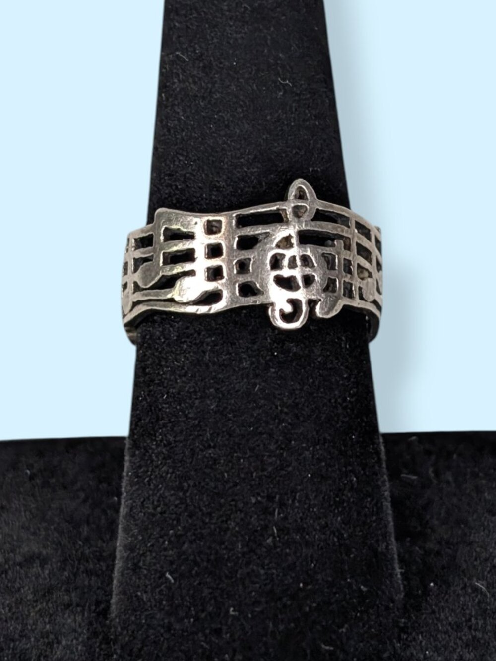 Sterling Silver Music Staff Band Ring